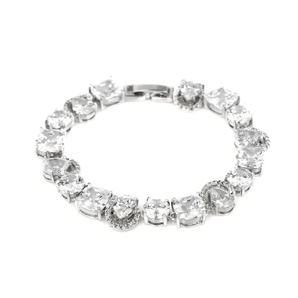 Silver Diamond Bracelet Isolated White Background — Stock Photo, Image