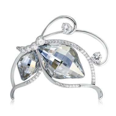 Beyaz izole Elmas Broş