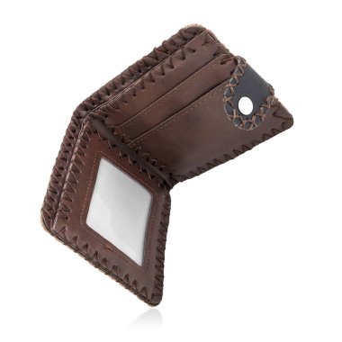 Açık deri cüzdan beyaz üzerinde izole