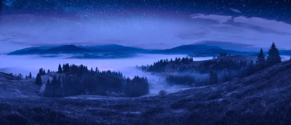 Panorama del valle de Tisa Negra por la noche —  Fotos de Stock