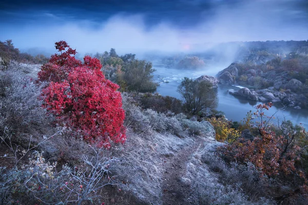 해 가 뜨면 바위투성이 협곡의 경치 — 스톡 사진