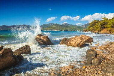 Kemer yakınlarındaki deniz kıyısı, Antalya, Akdeniz bölgesi, Türkiye, Lycia.