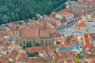 eski şehir, brasov, Transilvanya, Romanya havadan görünümü