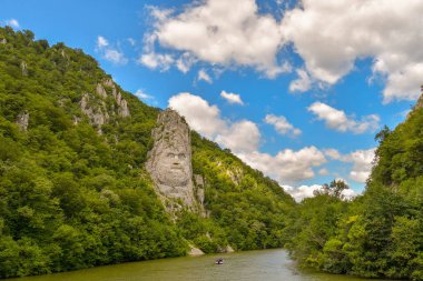 The rock sculpture of Decebalus located near the city of Orsova clipart