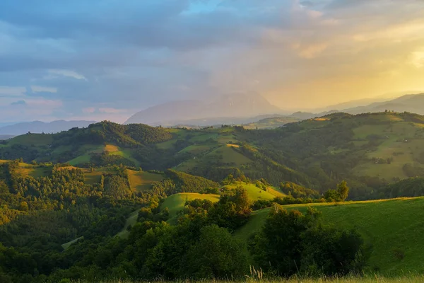 Beautiful from the nature with fog and clouds at sunset