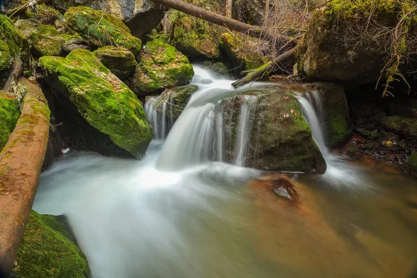 Pequena Cachoeira Floresta Outono — Fotografia de Stock