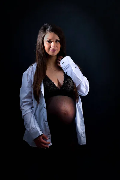 Femeie Gravidă Atingând Burta — Fotografie, imagine de stoc
