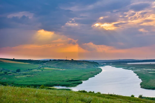 Zonsondergang Donau Afbeelding — Stockfoto