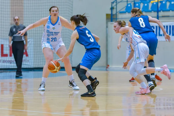 Csm Targoviste Jugar Juego Baschet Brasov Mujeres Deporte Rival Atleta — Foto de Stock