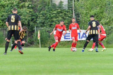 BRASOV, ROMANIA - 25 Haziran 2019: Meçhul Futbolcu, SR Brasov - FCSB, Silviu Ploesteanu Stadyumu. , Brasov, Romanya