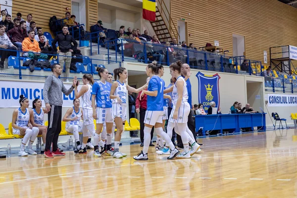 Brasov Roemenië November 2019 Onbekende Basketbalspeler Tijdens Wedstrijd Tussen Csu — Stockfoto