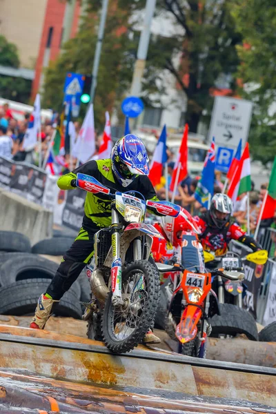 Sibiu Roemenië Juli Onbekende Concurrent Red Bull Roemeniacs Hard Enduro — Stockfoto