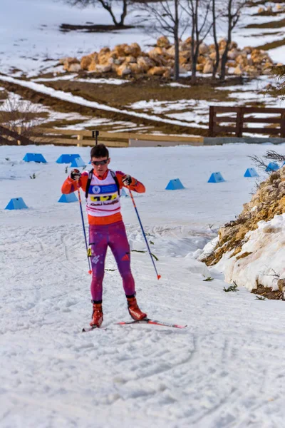 Cheile Gradistei Roamania Januari Onbekende Deelnemer Ibu Jeugd Junior Wereldkampioenschappen — Stockfoto