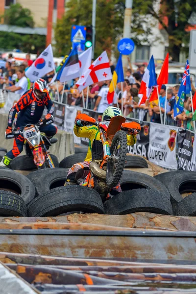 Sibiu Roemenië Juli Onbekende Concurrent Red Bull Roemeniacs Hard Enduro — Stockfoto