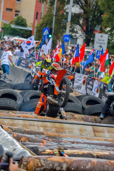 Sibiu Roemenië Juli Onbekende Concurrent Red Bull Roemeniacs Hard Enduro — Stockfoto