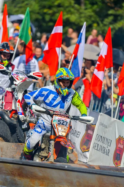 Sibiu Roemenië Juli Onbekende Concurrent Red Bull Roemeniacs Hard Enduro — Stockfoto