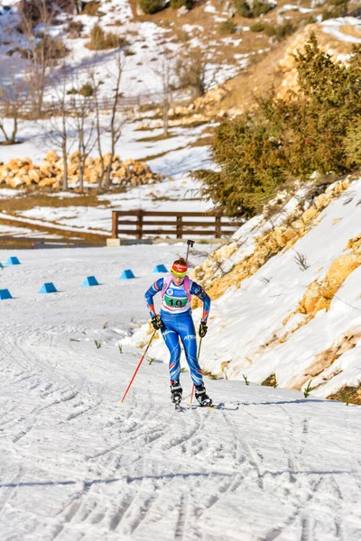 Cheile Gradistei Roamania Januari Onbekende Deelnemer Ibu Jeugd Junior Wereldkampioenschappen — Stockfoto