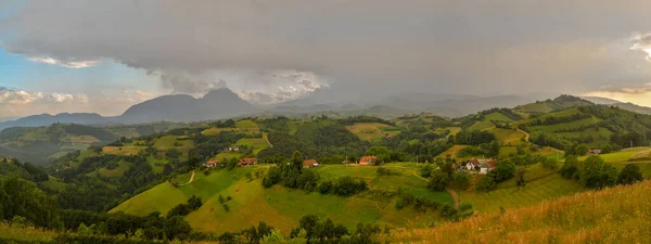 Vue Panoramique Des Monts Bucegi Depuis Holbav Roumanie — Photo