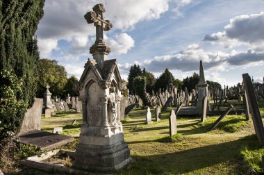 Dublin. İrlanda - 18 Eylül 2017: Glasnevin Mezarlığı mezarlık.