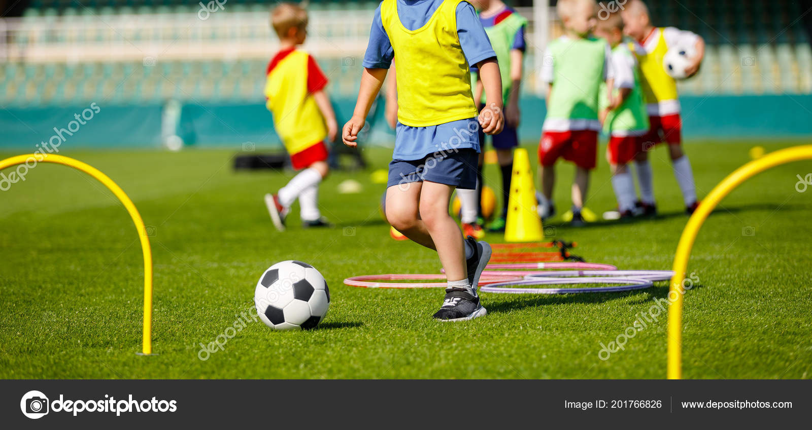 Kid Young Athletes Training Football Equipment Football Speed Agility Training Stock Photo By C Matimix