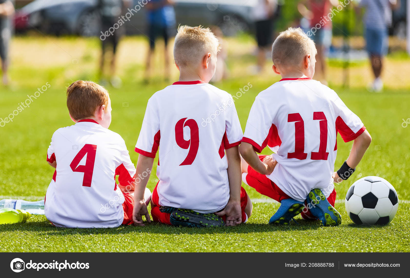 Football Soccer Game Children Kids Substitute Players Sitting