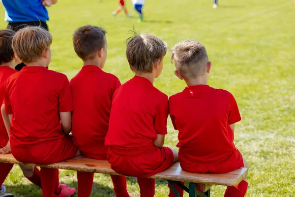 Partido Torneo Fútbol Para Niños Equipo Fútbol Masculino Niños Jugando —  Fotos de Stock