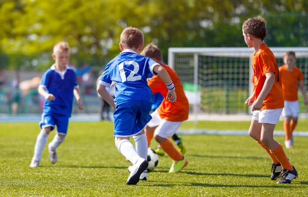 Jogo Futebol Para Crianças Treinamento Futebol Torneio Escola Futebol Grupo — Fotografia de Stock