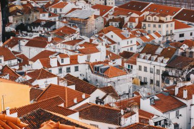 Old Town Alfama Lizbon Portekiz binaların. Lizbon tarihi binalar başkentin en eski bölgesinde mozaiği