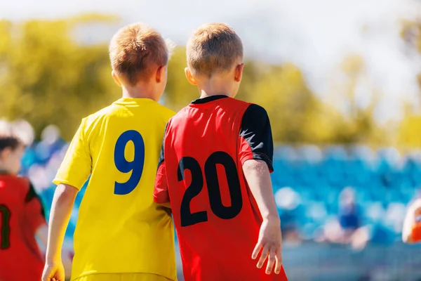 Two Boys Soccer Players in Colourful Jersey Shirts