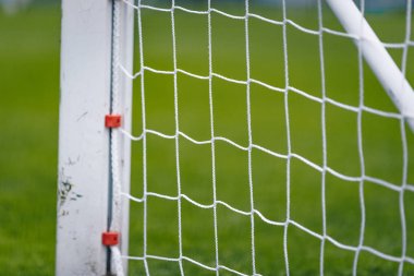 Spor Arka Plan; Futbol Gol Net. Arka Planda Bulanık Yeşil Alan Perdesi