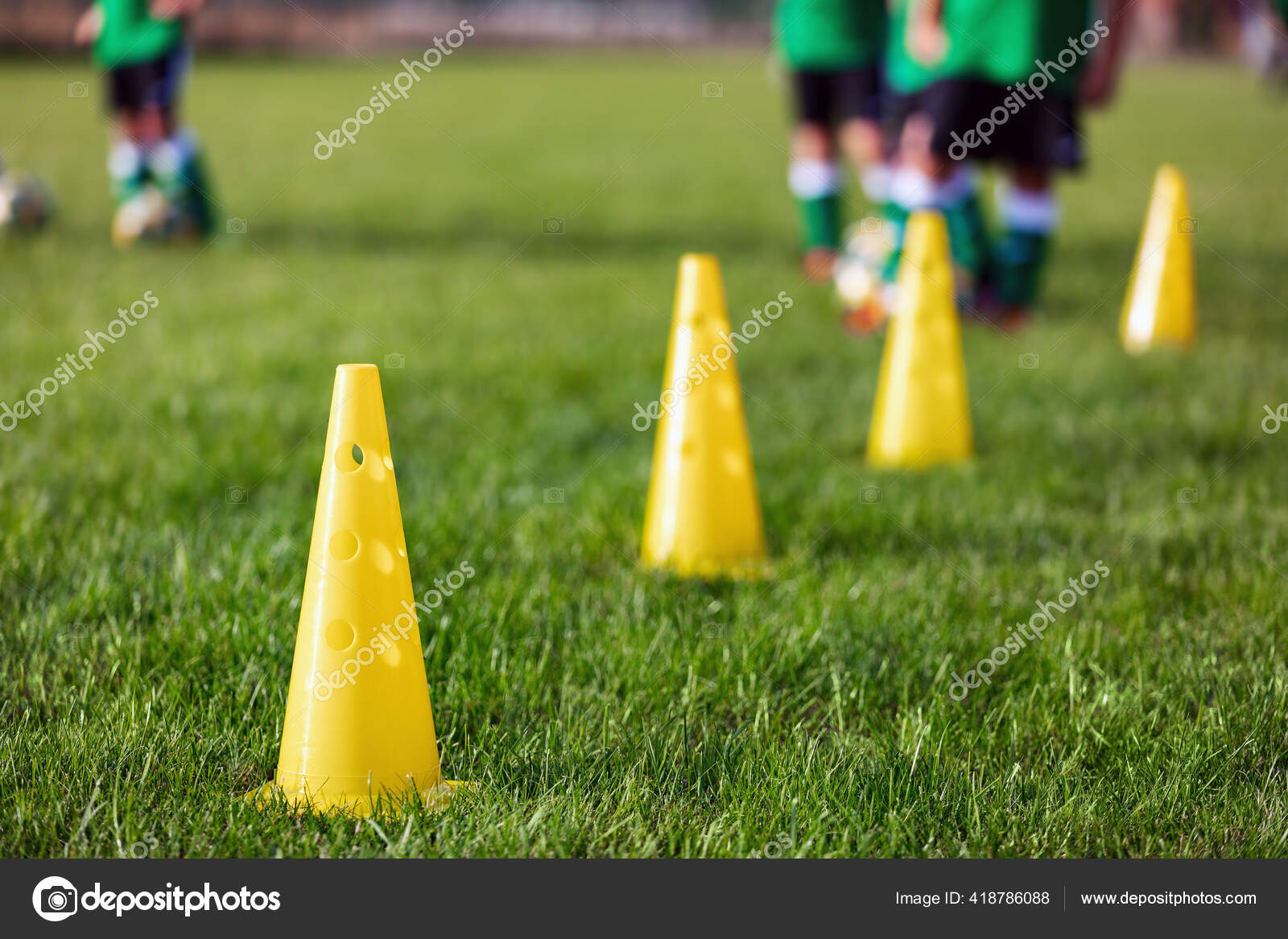 Soccer Training Camp Kids Boys Practice Dribbling Field Players Develop Stock Photo By C Matimix