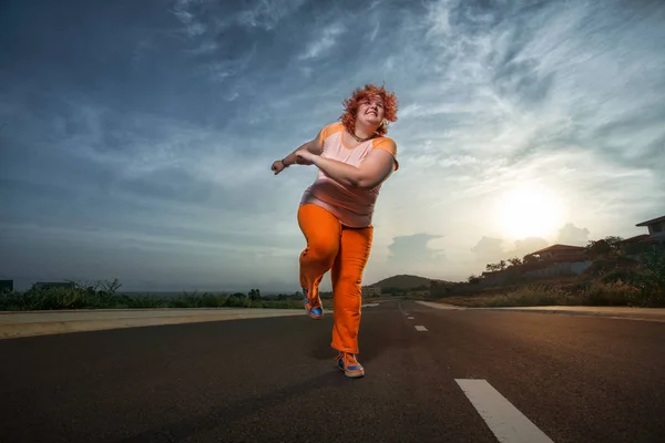 Size Woman Running Healthy Lifestyle — Stock Photo, Image
