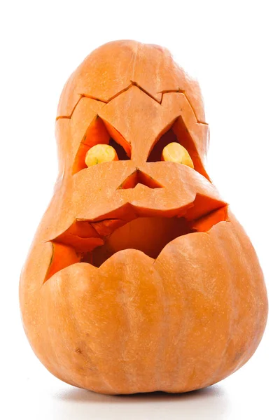 Skrämmande Jack Lantern Halloween Pumpa Isolerad Vit Bakgrund — Stockfoto