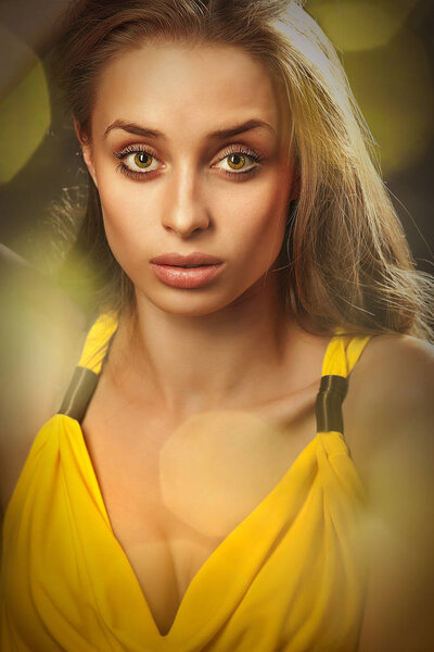 Beauty shoot of a woman made with combination of green light technique