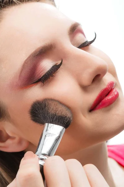 Artist Doing Glamour Model Makeup Work — Stock Photo, Image
