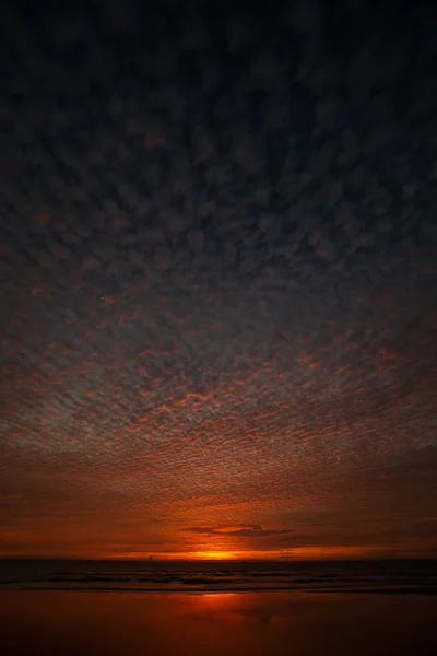 Tropical Red Sunset Horizon Benaulim Beach South Goa Indi — Stock Photo, Image