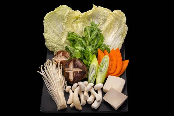 Caesar Salat Mit Den Zutaten Huhn Parmesan Gemüse Brot Und — Stockfoto