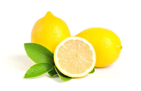 Lemon Izolované Bílém Pozadí Citronové Ovoce Vitamín Zralé Šťavnaté Citrony — Stock fotografie