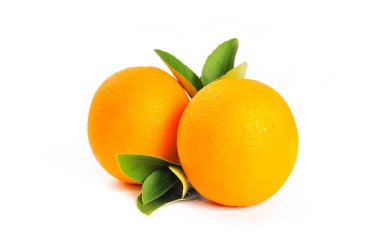 Orange fruits with leaf isolated on white background. Citrus fruit, vitamin C. clipart