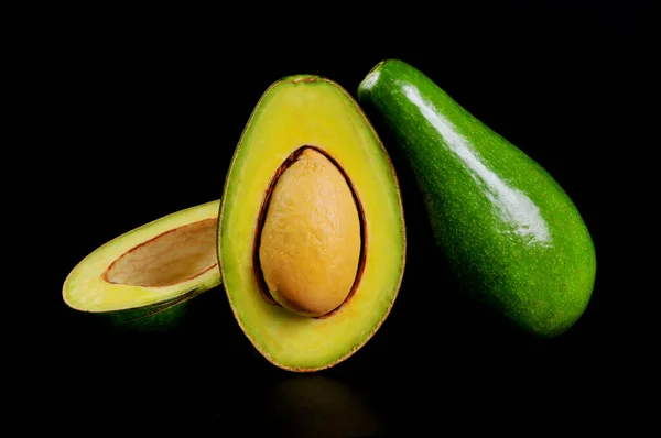 Avocado Isolated Black Background — Stock Photo, Image