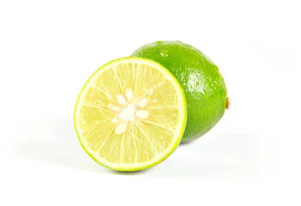 Sliced Fresh Lime Isolated White Background — Stock Photo, Image