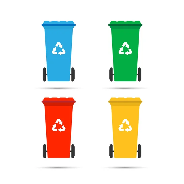 Conjunto Realista Lixeira para Lixo e Lixo Isolado em Fundo Branco. Conceito de gestão de resíduos. ilustração em design plano Versão Raster — Vetor de Stock