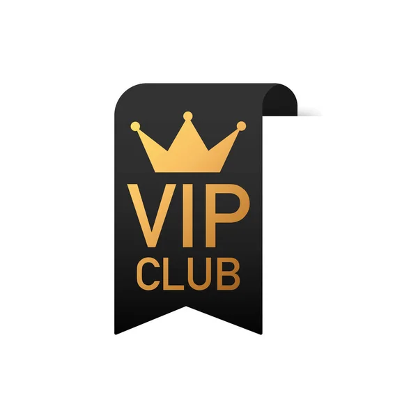 Vip club text on Black ribbon on white background. — Stock Vector