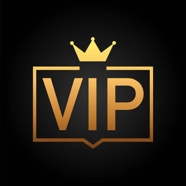 Golden symbol of exclusivity, the label VIP with glitter. Very important person - VIP icon on dark background Sign of exclusivity with bright, Golden glow — Stock Vector