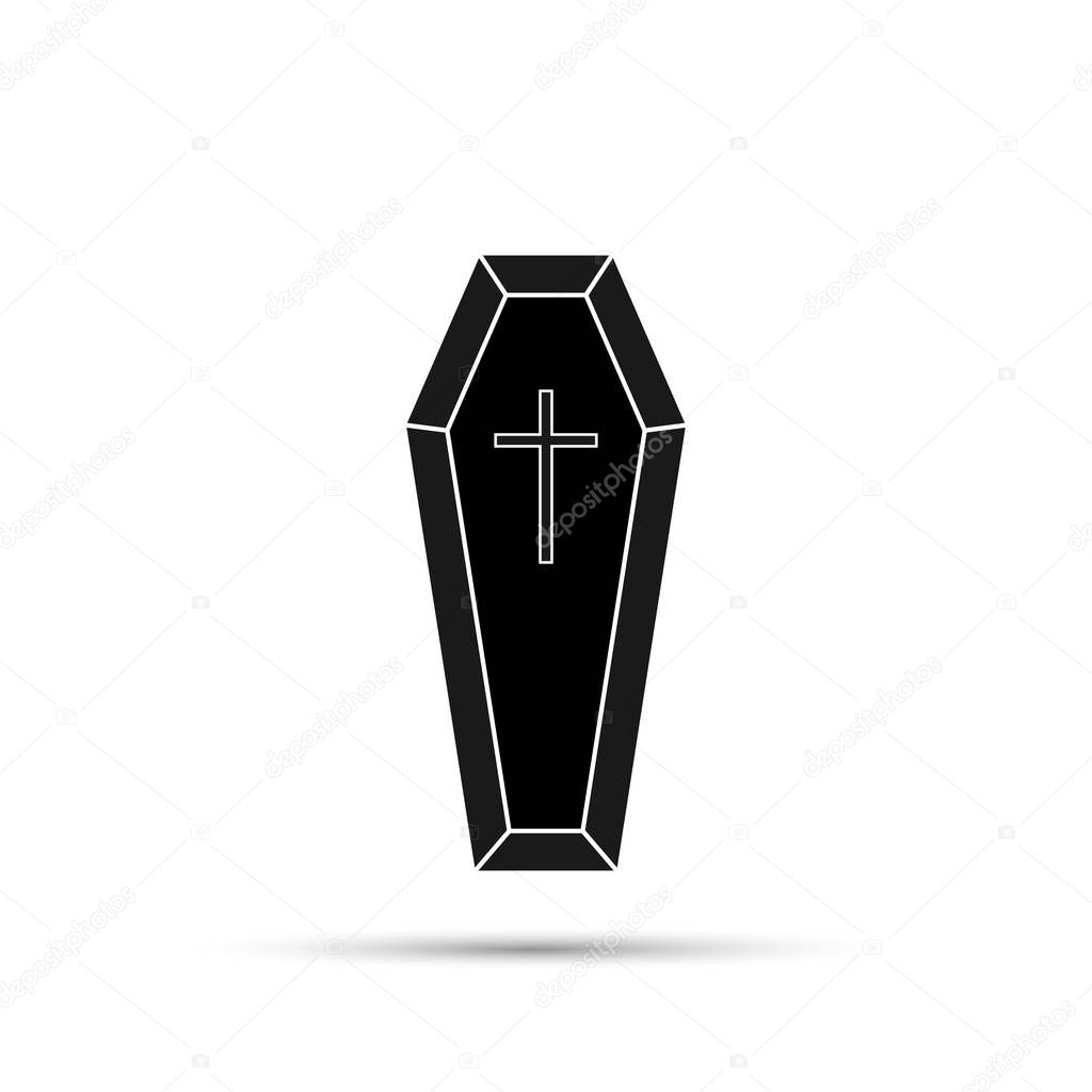 Coffin icon. Vector. Isolated on white background. Vector stock illustration.