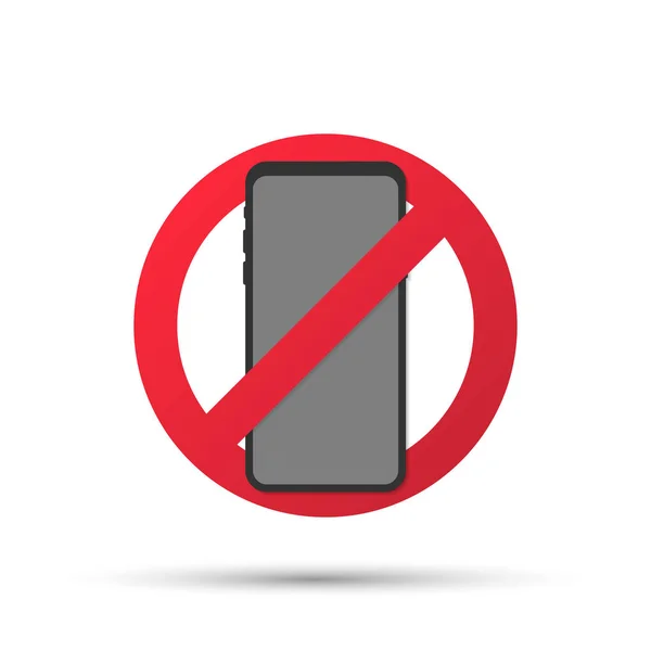 Ingen mobiltelefon tecken illustration, platt tecknad sluta använda mobiltelefon zonen logga. Vektorillustration. — Stock vektor