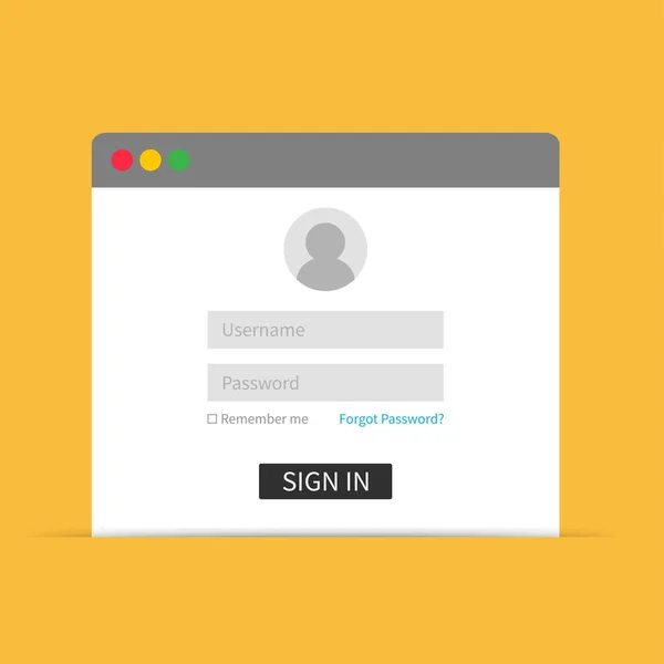 Login interface, username and password. Vector illustration template for web design — Stock Vector