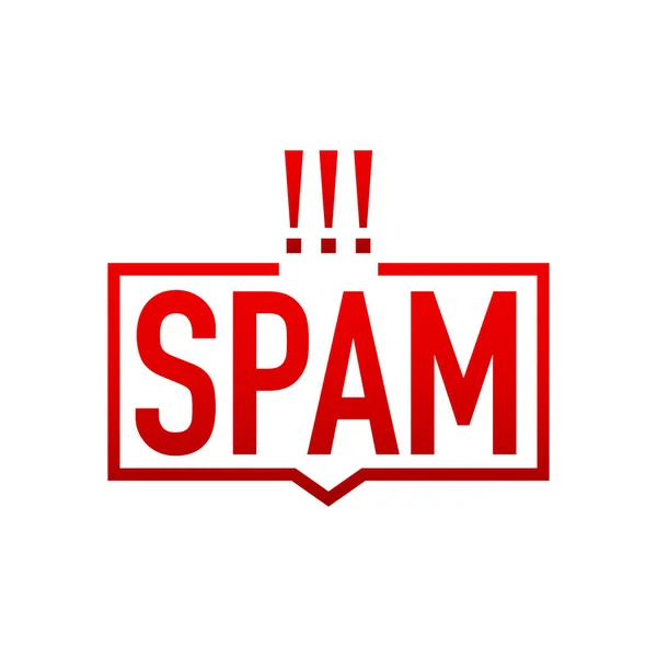Spam Word avec panneau d'interdiction sur l'autocollant. Pas de concept de spam . — Image vectorielle
