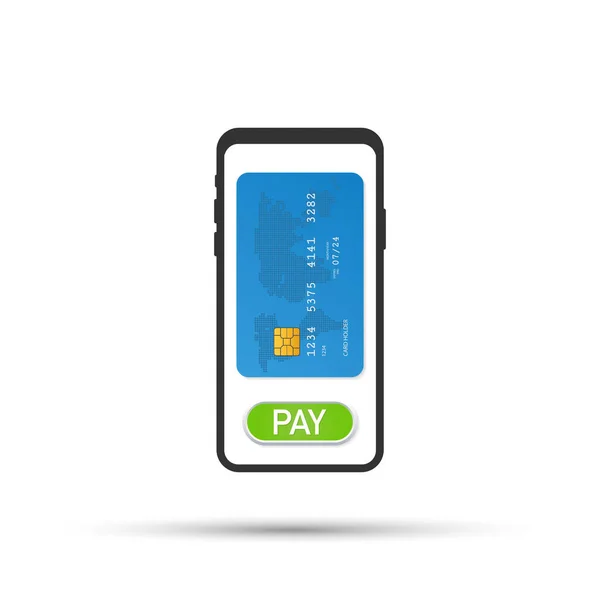 Mobile Pay, pagamento per servizi, shopping e intrattenimento. Illustrazione vettoriale . — Vettoriale Stock