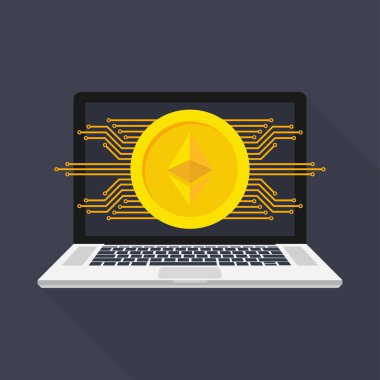 Ağlar - iş ve küresel finansal bağlantıları, Cryptocurrency, Ethereum ticaret, Online banka ve para kavramı aktarma